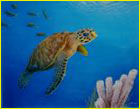 tortue nageant au fond de la mer