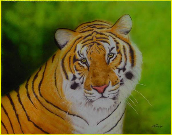 peinture d'une tigresse dans la forêt