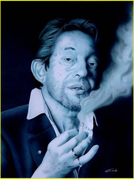 Serge Gainsbourg en train de fumer une cigarette