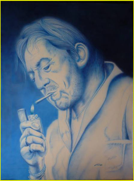 Serge Gainsbourg fumant sa cigarette