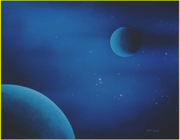 peinture de planètes dans l'univers