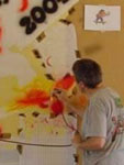 painting with airbrush on wall